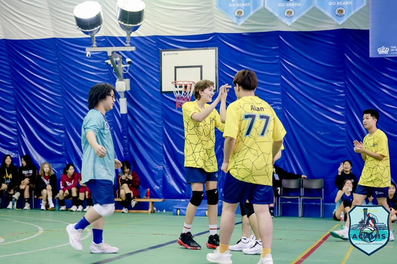 Boys volleyball team during a game