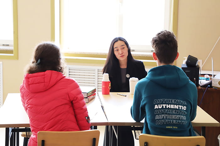 Ms. Liu during Parent Teacher Conferences