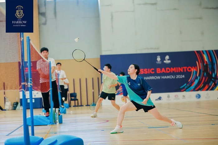 Girl playing badminton