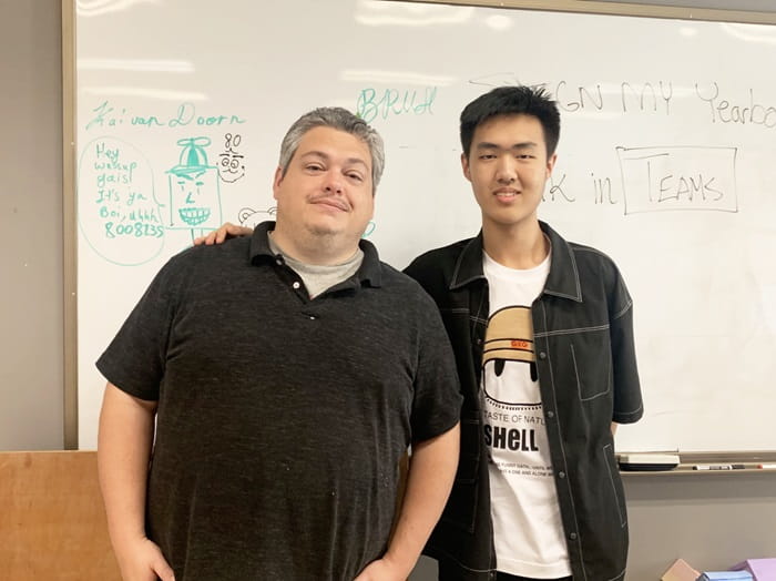 Steven (right) with Mr. Sheehan, former DAIS teacher