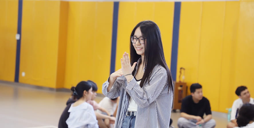 A student exploring School Wide Learner Outcomes in a playful way