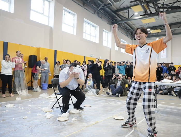 Pie throwing at teachers
