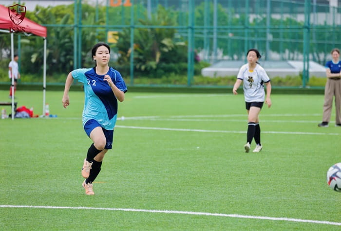 Girl playing soccer