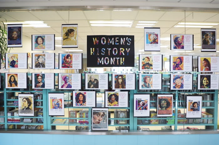 Women's History Month display