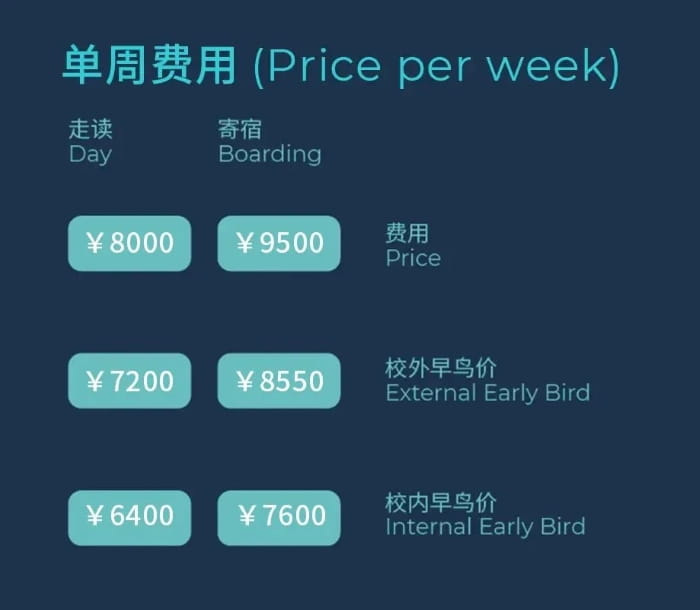 secondary school camp prices
