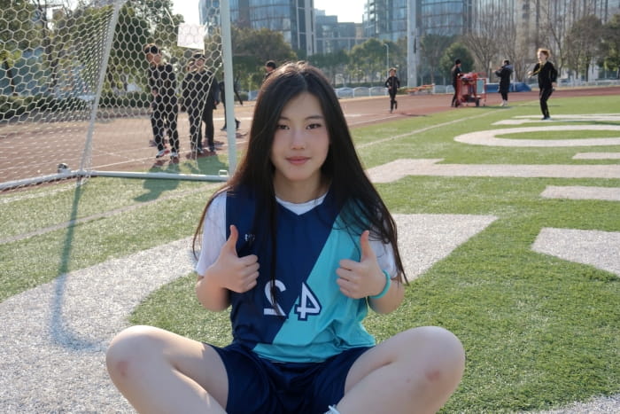 Anna on the soccer field